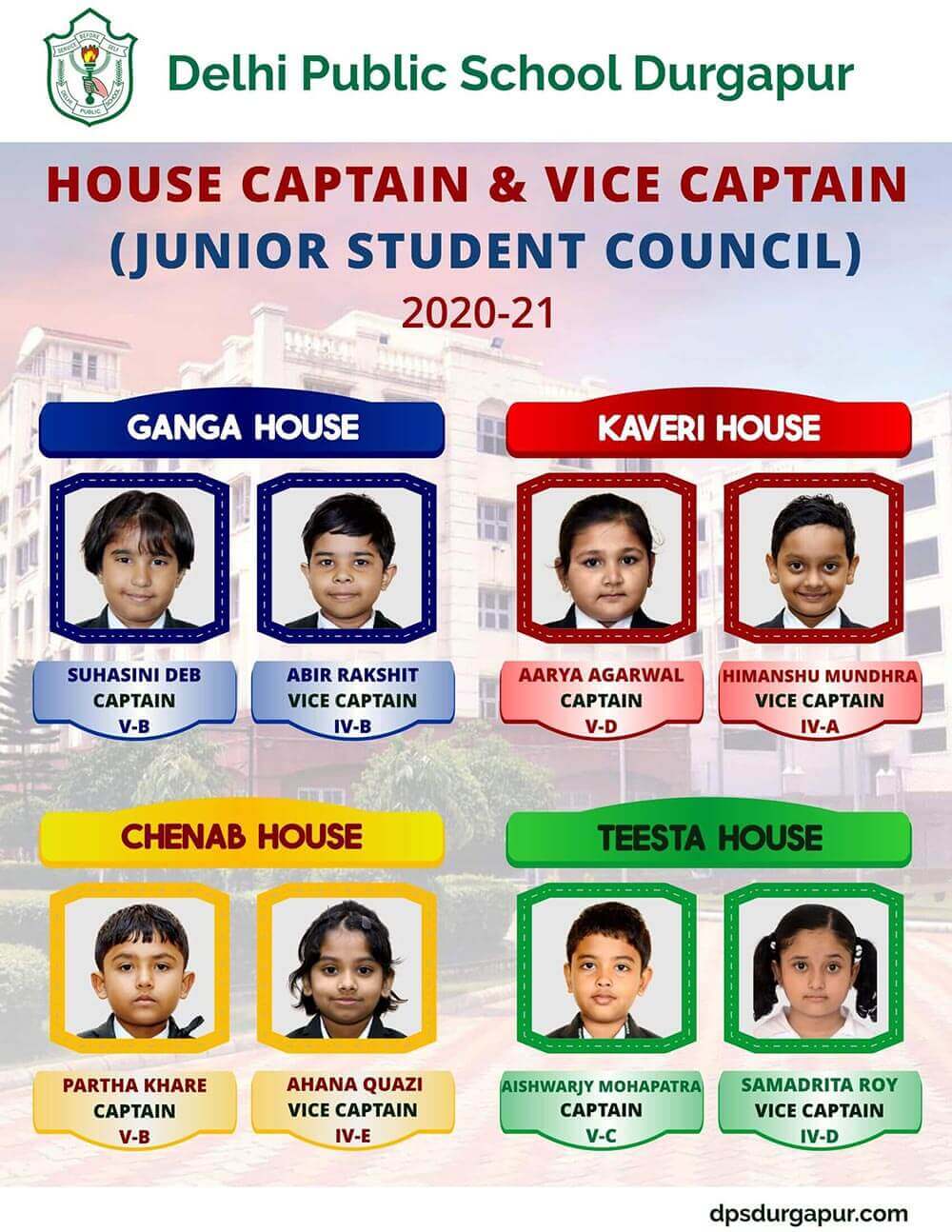 Captains and Vice Captains 2020-21 (Junior School)
